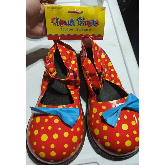 Lot‎ Of 3 Clown Shoes Adult One Size Fits Most Red Blue Yellow Bowtie - Picture 2 of 4
